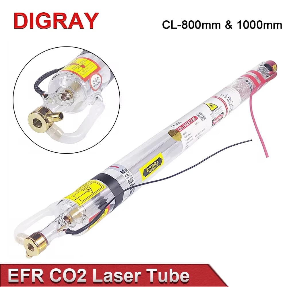 DIGRAY EFR 40W 50W 60W Tubo laser CO2 Diametro 50mm Lunghezza CL800mm CL1000mm Lampada laser in vetro per macchina da taglio per incisione CO2