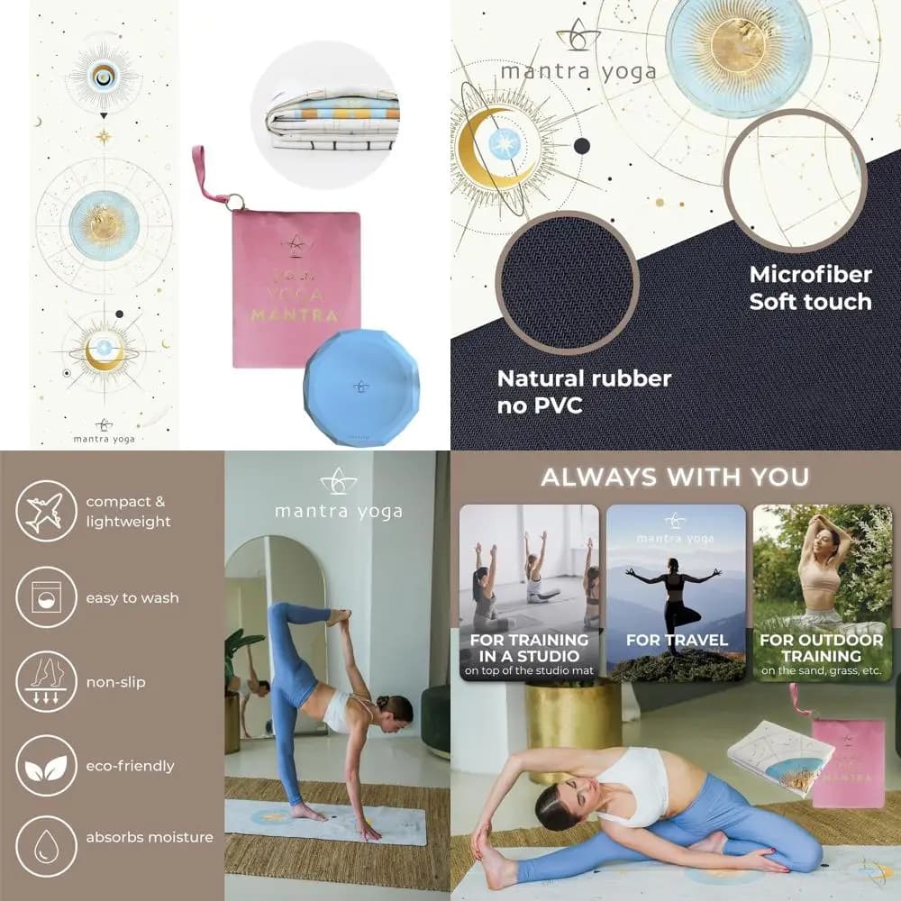 1.5 mm folding travel yoga mat with knee protection - Lightweight, compact, ecological, washable, 72x24, 2,6 pounds