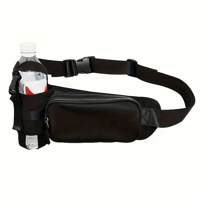 Marsupio Unisex con Portabottiglie, Borsa Multifunzionale Portatile a Tracolla o da Vita per Sport all'Aperto, Escursionismo e Corsa