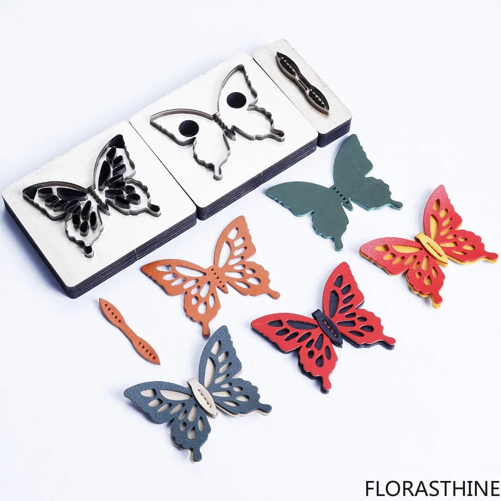 Leather Swallowtail Butterfly Template Wooden Punching Die Handcraft Tool Leather Bowknot Cutting Mould for Bag Decorations