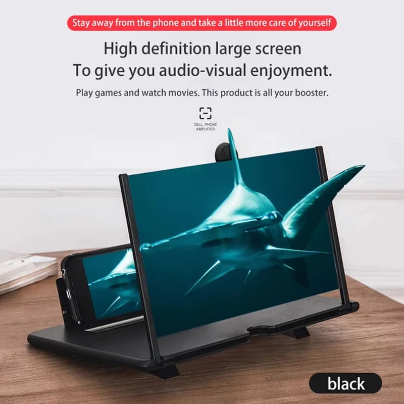 Amplificatore per telefono cellulare da 12/10 pollici Lente d'ingrandimento per schermo HD Anti luce blu e protezione per gli occhi Supporto per amplificatore multifunzionale