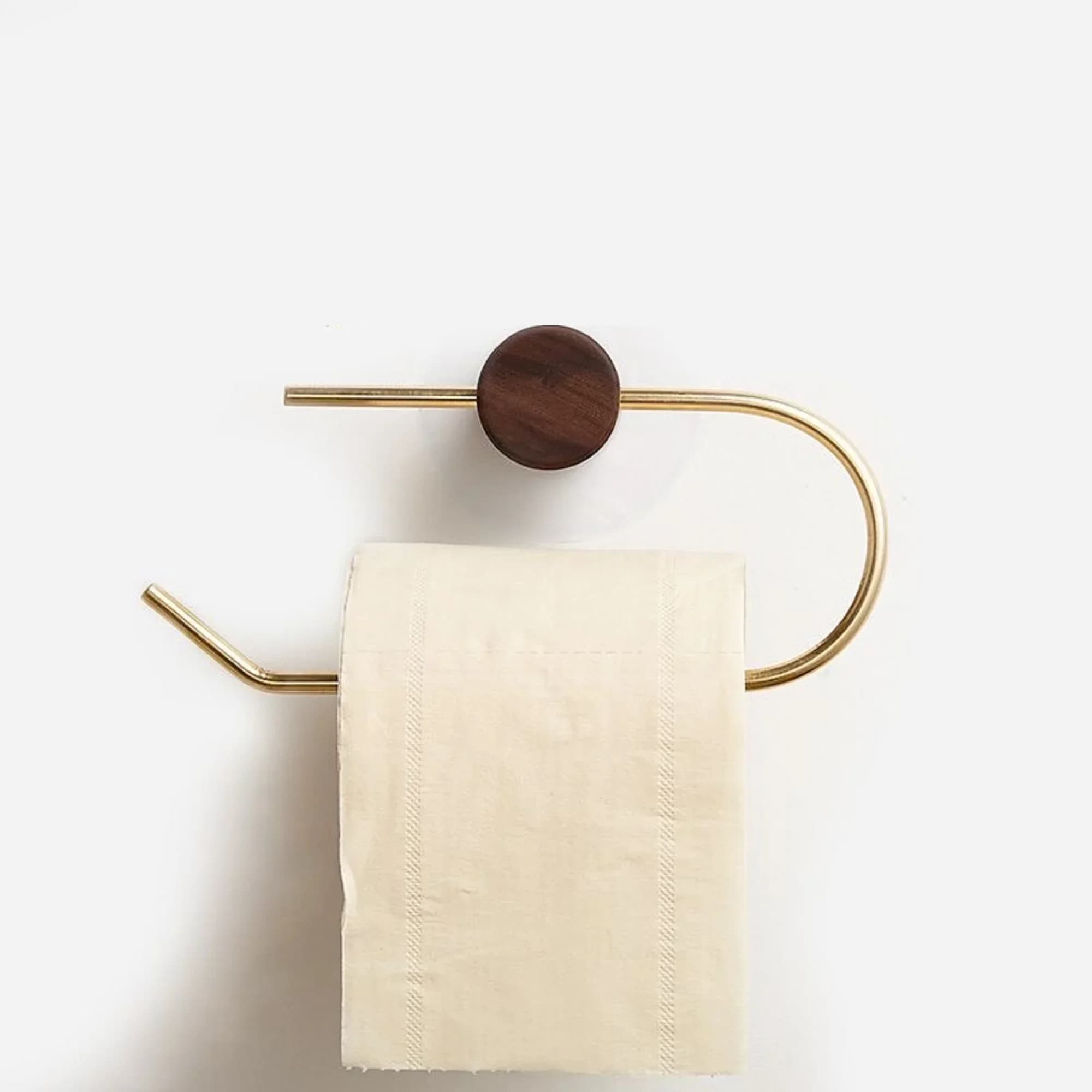 Porta carta igienica in legno senza trapano Portaoggetti da cucina Appendiabiti in ottone Accessori per il bagno Porta fazzoletti autoadesivo a parete