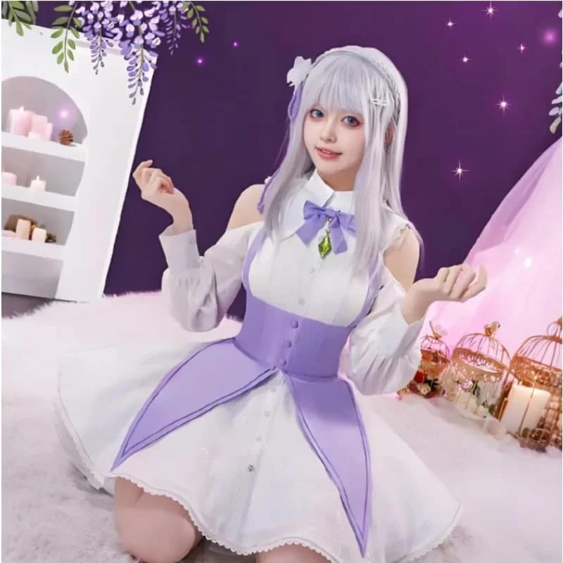 w;3.c\6;h'8/Anime Re Life in A Different World From Zero Emilia Theater Edition Dating Dress Cosplay Costume Uniform 5'u.9;m\4/p