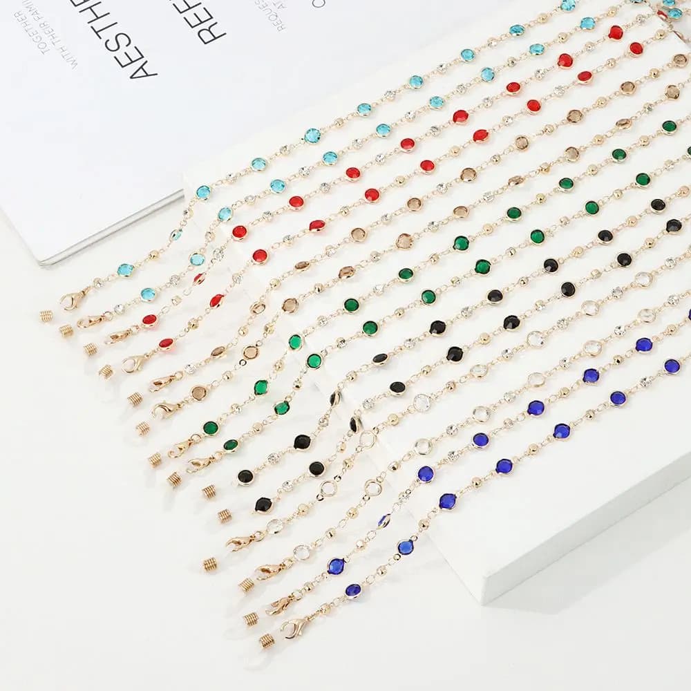 Glasses Chain For Women Acrylic Colorful Crystal Sunglasses Chains Eyewear Lanyard Necklace Eyeglass Strap Glasses Accessories