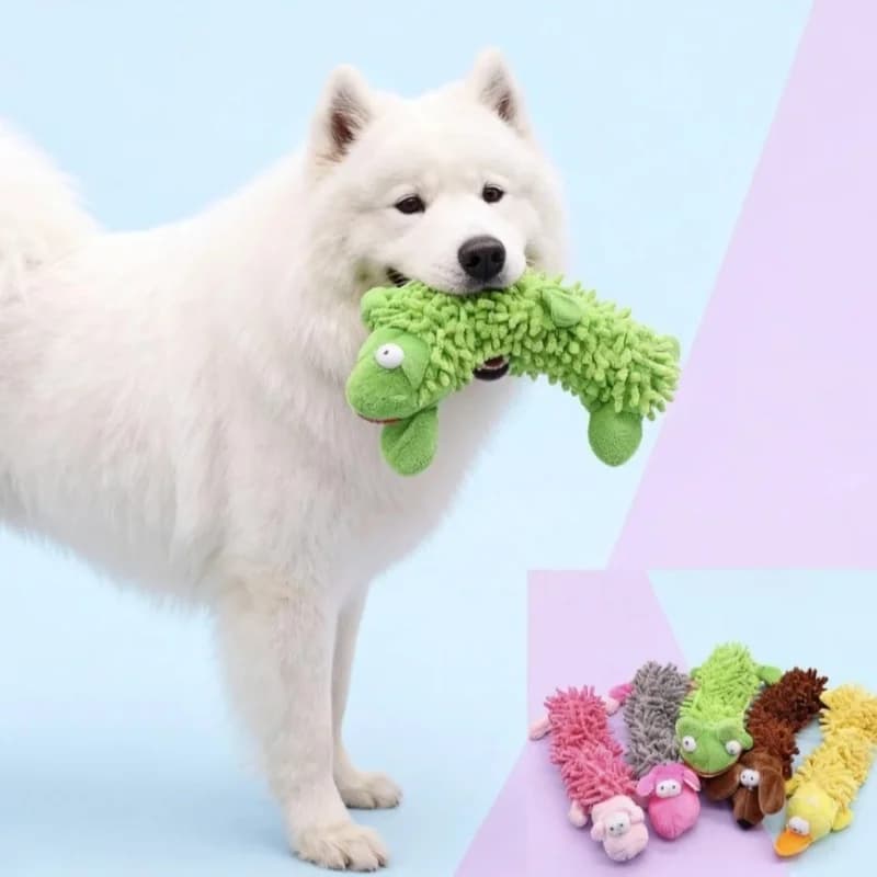Giocattolo Sonoro in Peluche per Cani, Design a Forma di Rana e Ippopotamo, Resistente per la Pulizia dei Denti e il Gioco dei Cuccioli e Cani Piccoli