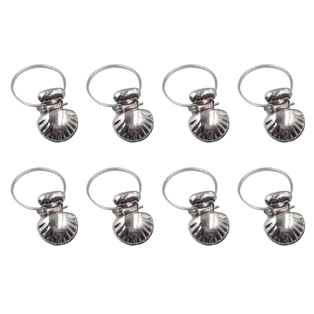 8Pcs Black Shell Shaped Curtain Rings Clips Stainless Steel Clamps Easy Slide on Rod Removable Hook 3.8cm Universal