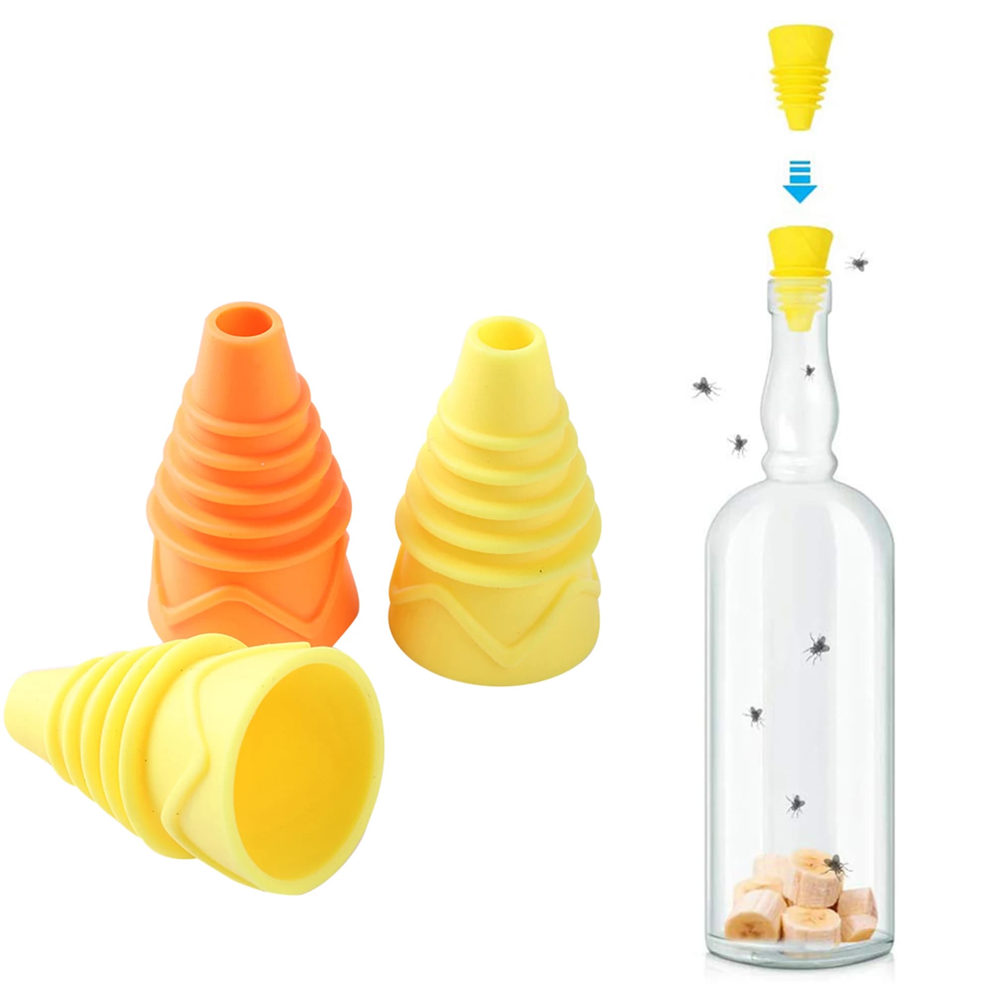 Trappola per mosche per frutta per interni ed esterni Trappola riutilizzabile per esterni Imbuto di cattura in gomma flessibile adatto alla maggior parte dei vino in vetro, trappola per mosche per interni