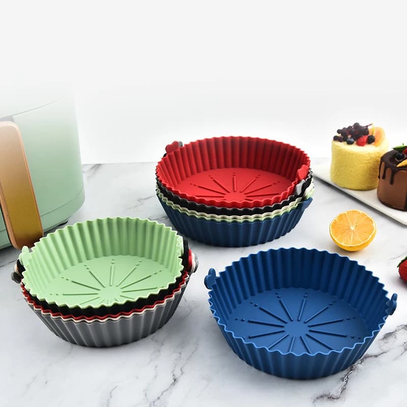 Tappetino in silicone rotondo per friggitrice ad aria, accessorio di ricambio per cestello pollo fritto e teglia da forno