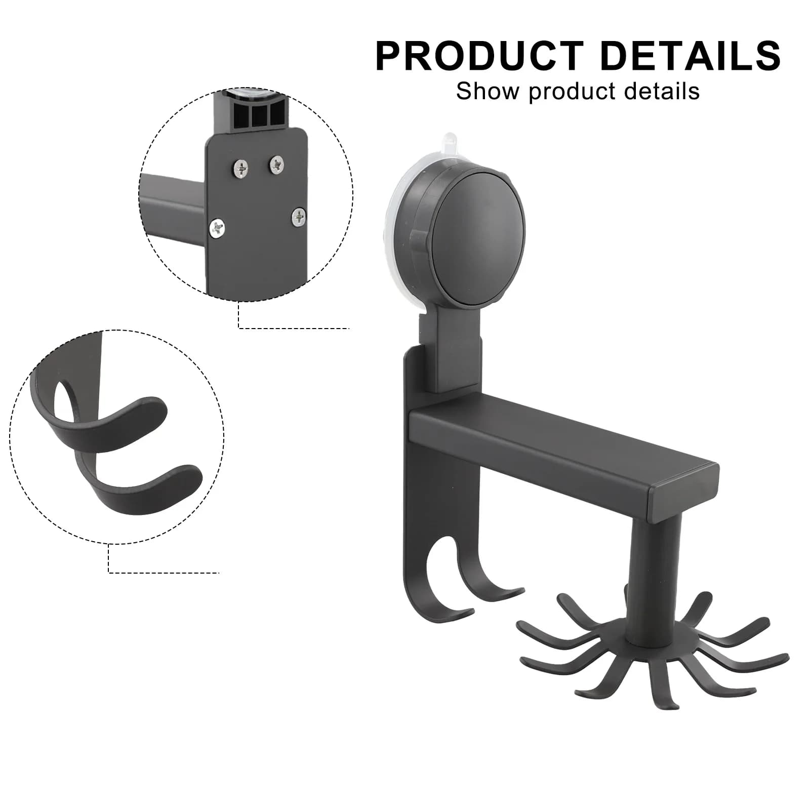 Kitchen Storage Rack No-Drill Storage Suction Cup Hooks Clutter-Free Cooking Easy Installation Kitchen Tool Holder
