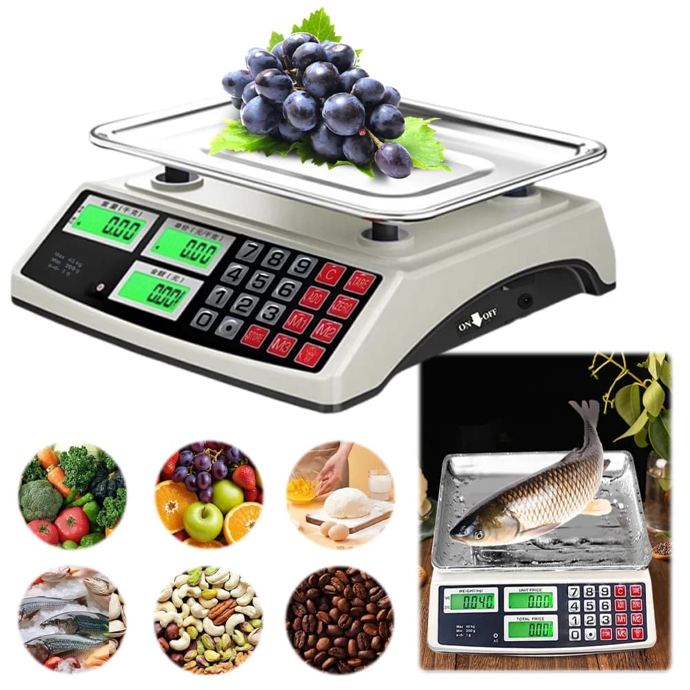 40 kg/1 g weight counting balance with stainless steel plate Electronic LCD digital display for farmers market meat shops