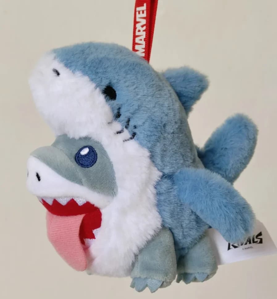 Hot Toys Jeff The Land Shark Peluche Ciondolo Marvel Rivals Cosbi Blind Box, Peluche con Anello da Nuoto, Decorazione per Borsa, Regalo di Natale