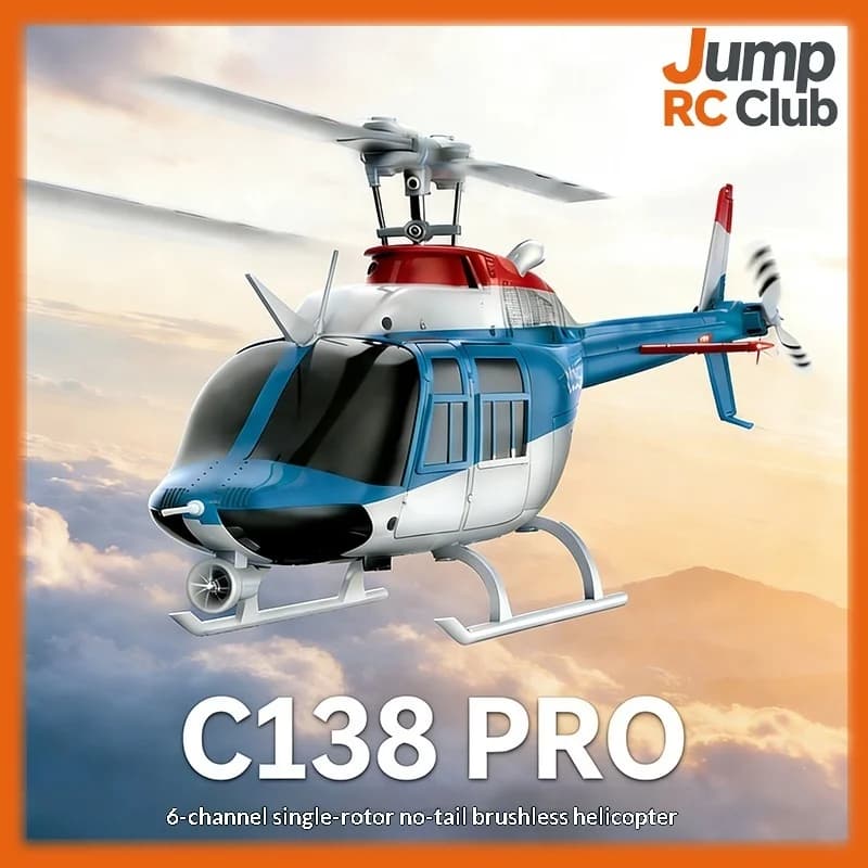 Elicottero RC C138 Pro 6 Canali Senza Alettoni con Motore Brushless, Luci LED, Funzione di Inversione con Un Tasto, Volo Acrobatico, Simulazione Aereo della Polizia