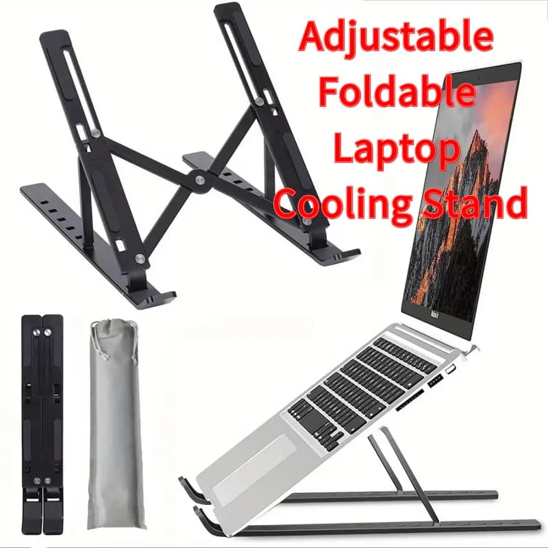 Supporto di Raffreddamento per Laptop Regolabile e Pieghevole, Base Ergonomica per Scrivania, Supporto per Notebook