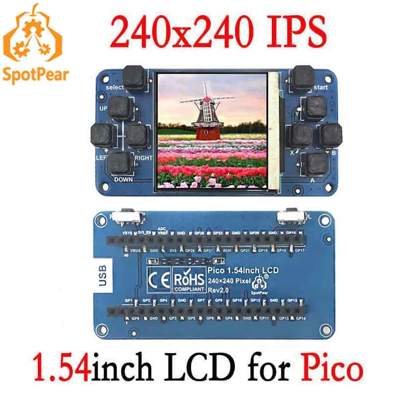 Display LCD Raspberry Pi Pico da 1,54 pollici 240×240 IPS Schermo da 1,54 pollici Pico-1,54 pollici-LCD