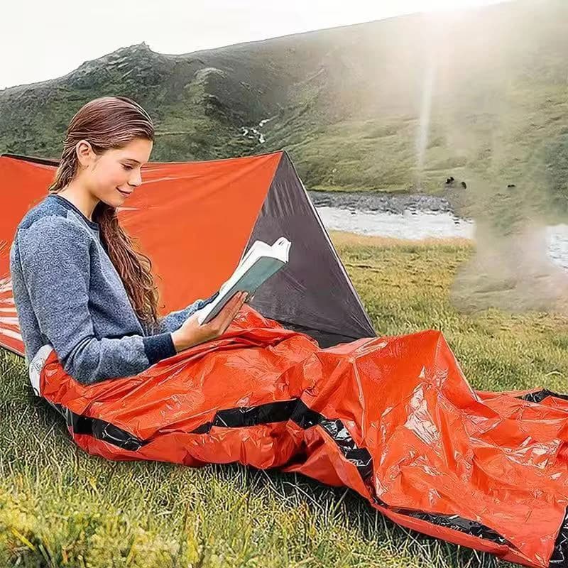 Sacco a pelo di emergenza per esterni, coperta termica in mylar impermeabile riutilizzabile, sacco portatile per campeggio ed escursioni, attrezzatura di emergenza