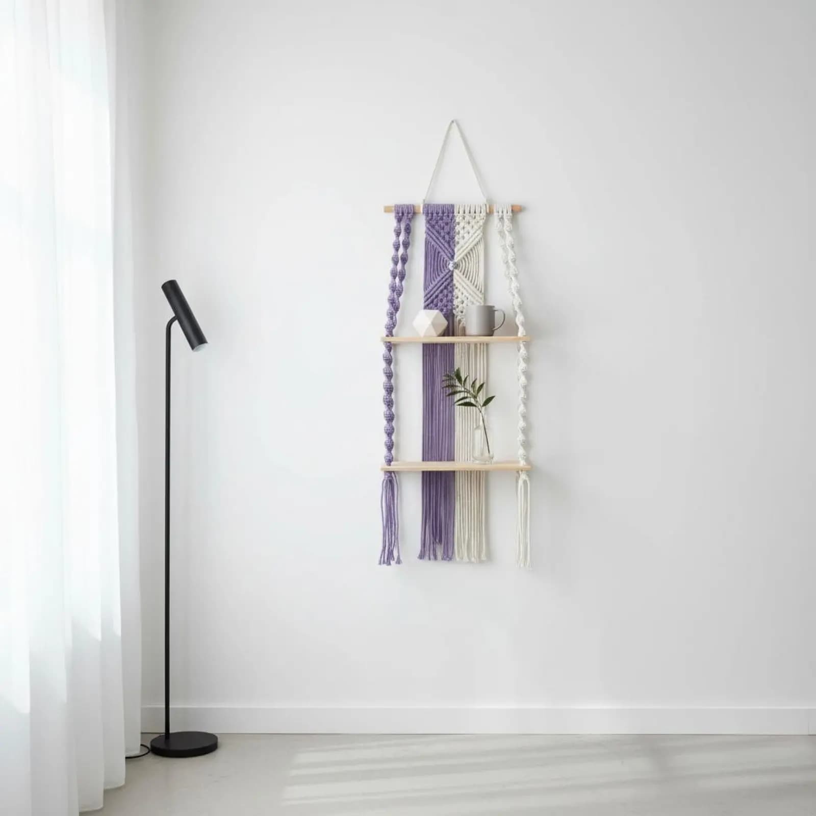 Boho Wall Hanging Shelf Easy to Hang Macrame Hanging Shelf Bohemian Storage Rack Space Saving Multifunctional for Children' Room