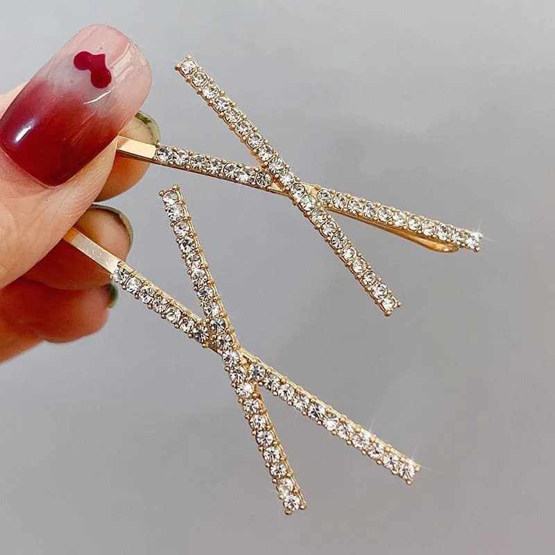1 pz croce cristallo strass forcine strass X clip laterale mollette fermagli per capelli copricapo da sposa accessori per capelli moda ragazza