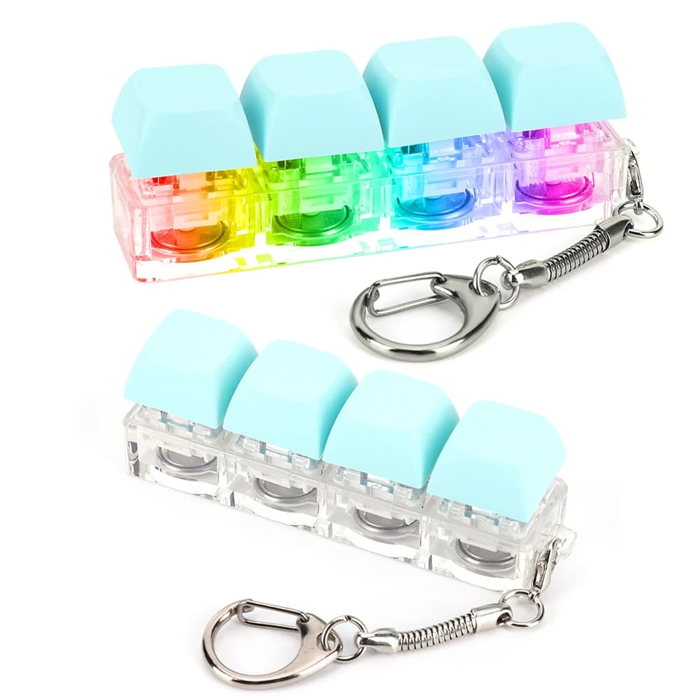 Portachiavi Fidget a Forma di Tastiera con 4 Tasti, Clicker Meccanico per Regali Adulti per Passare il Tempo