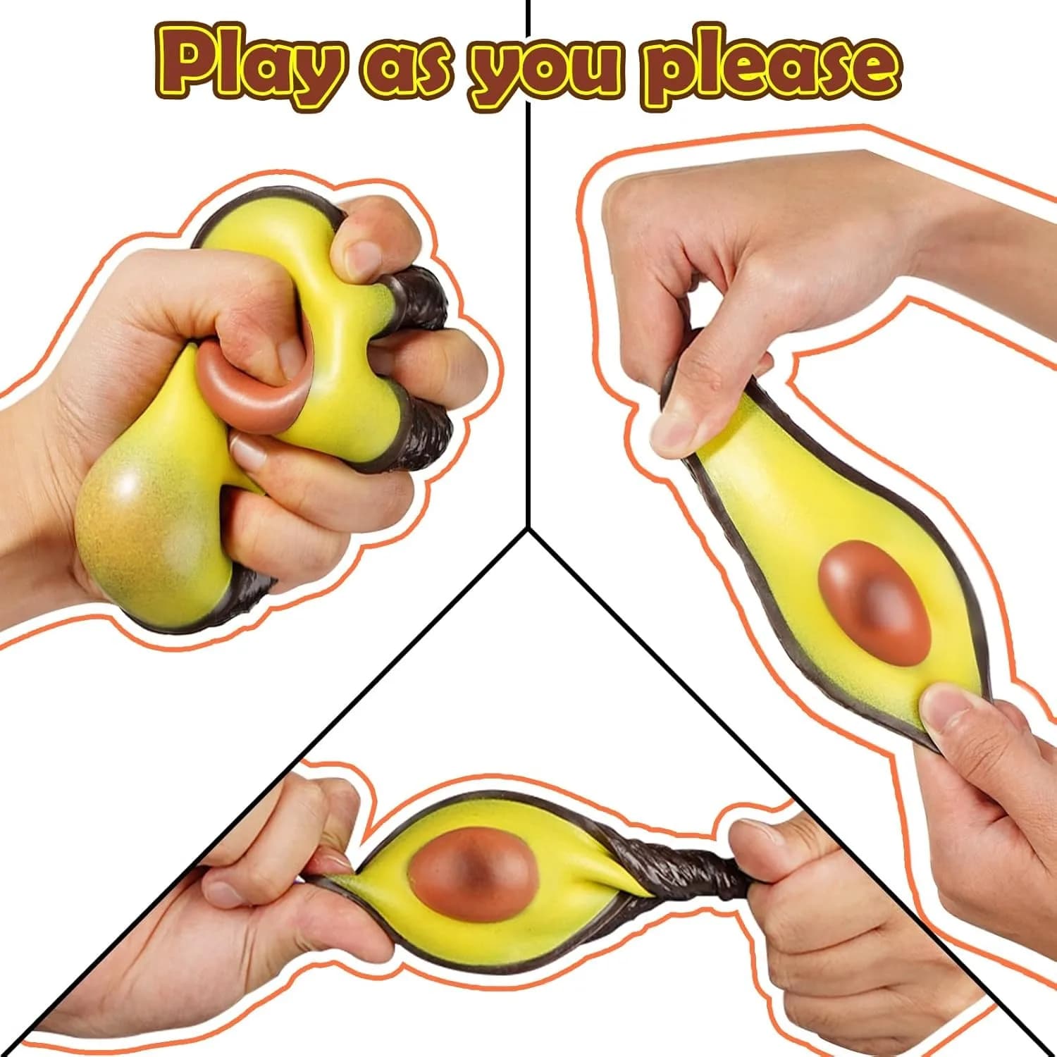 Giocattolo sensoriale di avocado per bambini Adulti Palline antistress Fidget Giocattoli squishy perfetti per il supporto dell'autismo e il sollievo dallo stress