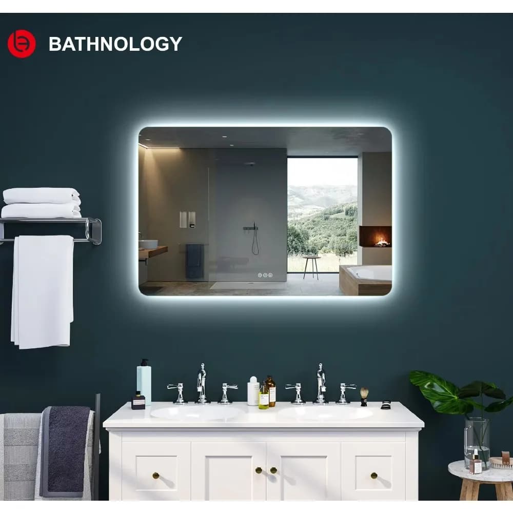 Manufacturer Backlit Rectangle Large LED Mirror / Touch Screen Smart Light Defogger Bathroom Mirror