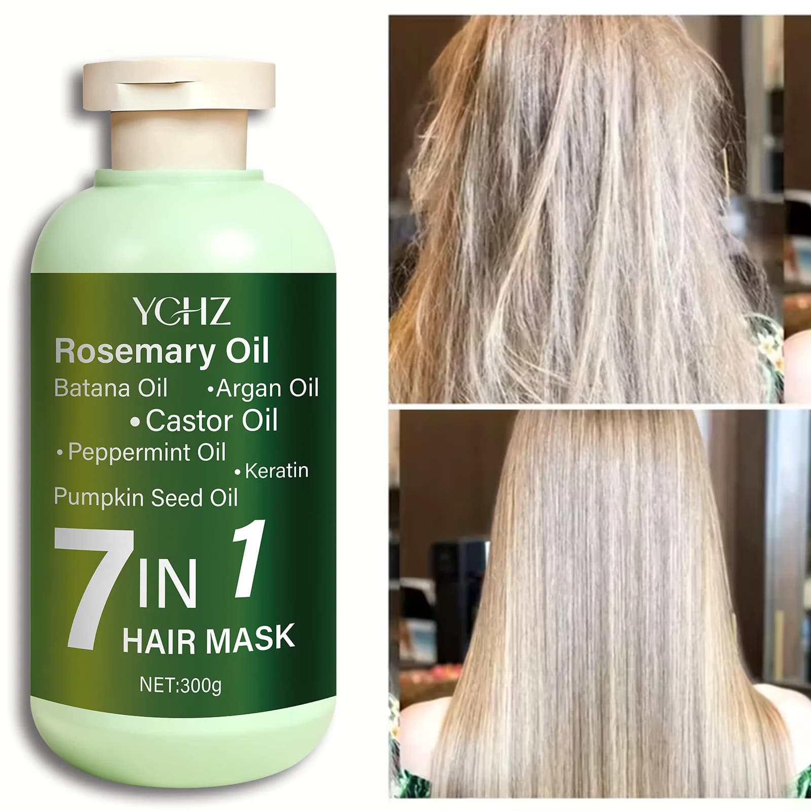 Maschera per Capelli 7-in-1 per Prevenire la Rottura, Nutrire e Ammorbidire i Capelli Secchi La Formula Contiene Oli Profumati Selezionati e Biotina Cheratina - 300g