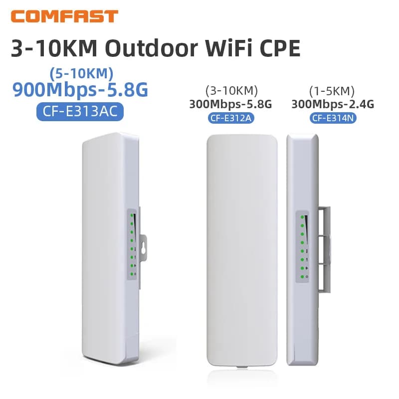 COMFAST 300-900M 2.4/5.8G Wireless AP Bridge Punto di accesso WIFI A lungo raggio WIFI esterno CPE Antenna WIFI Ripetitore Nanostazione Amp