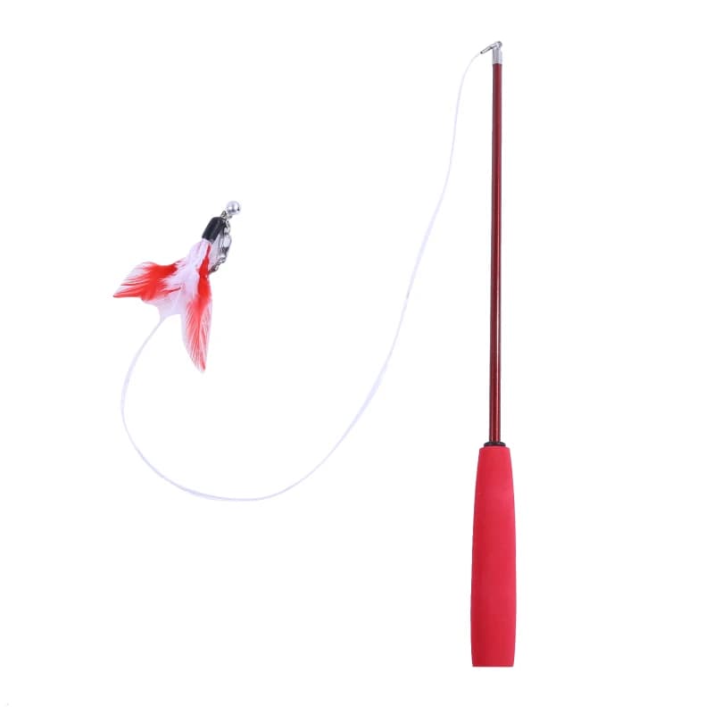 Pet Cat Toy Super Long Three Section Telescopic Rod Cat Teaser Stick Feather Replacement Head Cat Teaser Supplies