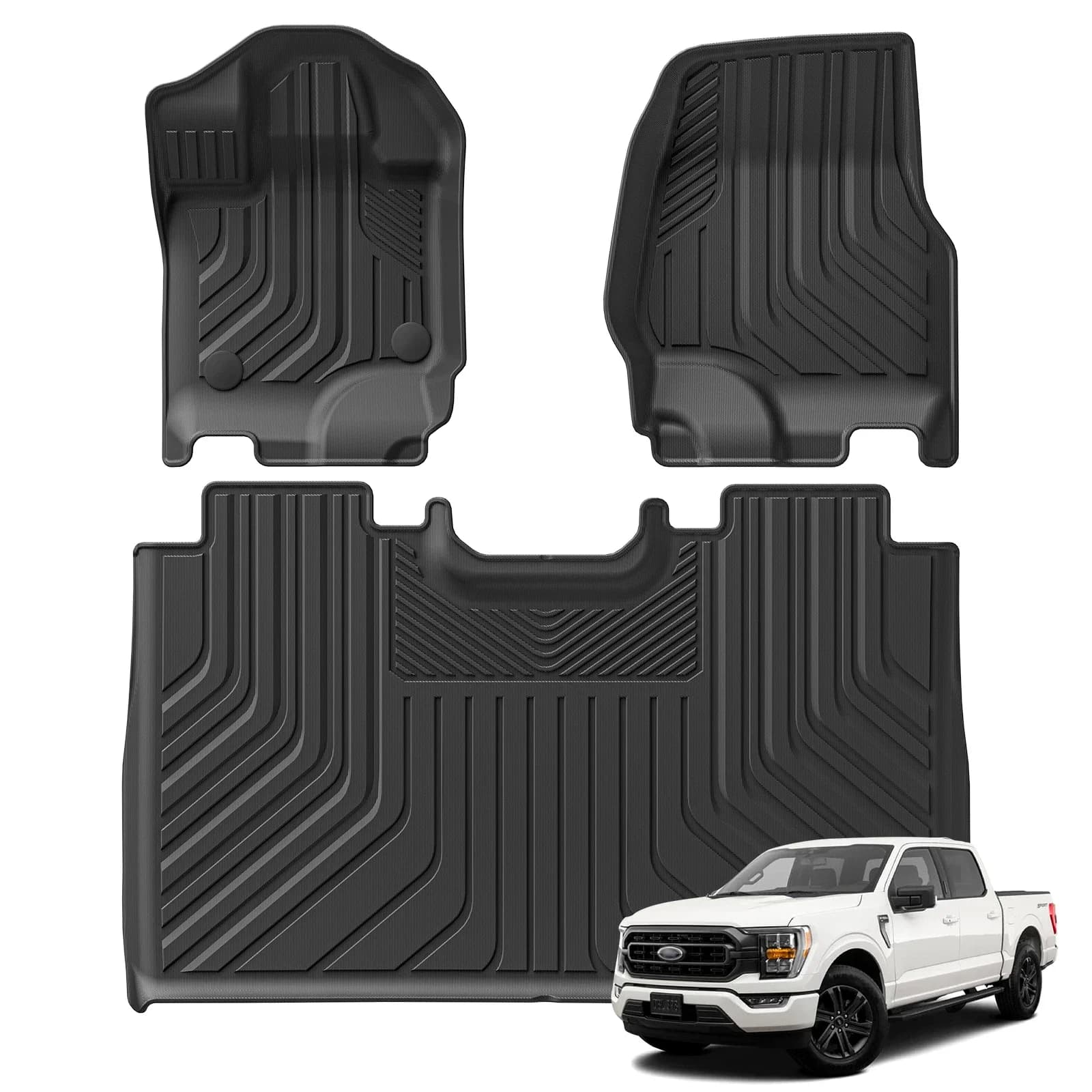 Per Ford F-150 F150 2015- 2024 (sede posteriore non adatta con stoccaggio piatto pieghevole sotto il sedile) Tappetini per auto TPE 3D Timone sinistro