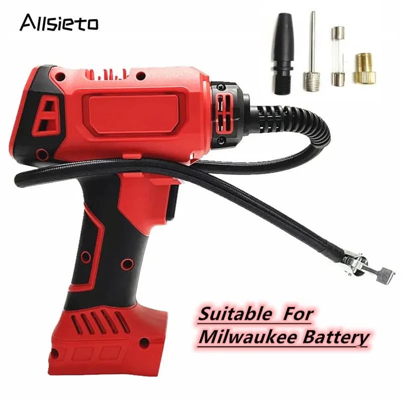 Pompa elettrica per gonfiaggio pneumatici automatico con compressore d'aria a batteria Milwaukee 18V adatta con manometro digitale per bici da auto