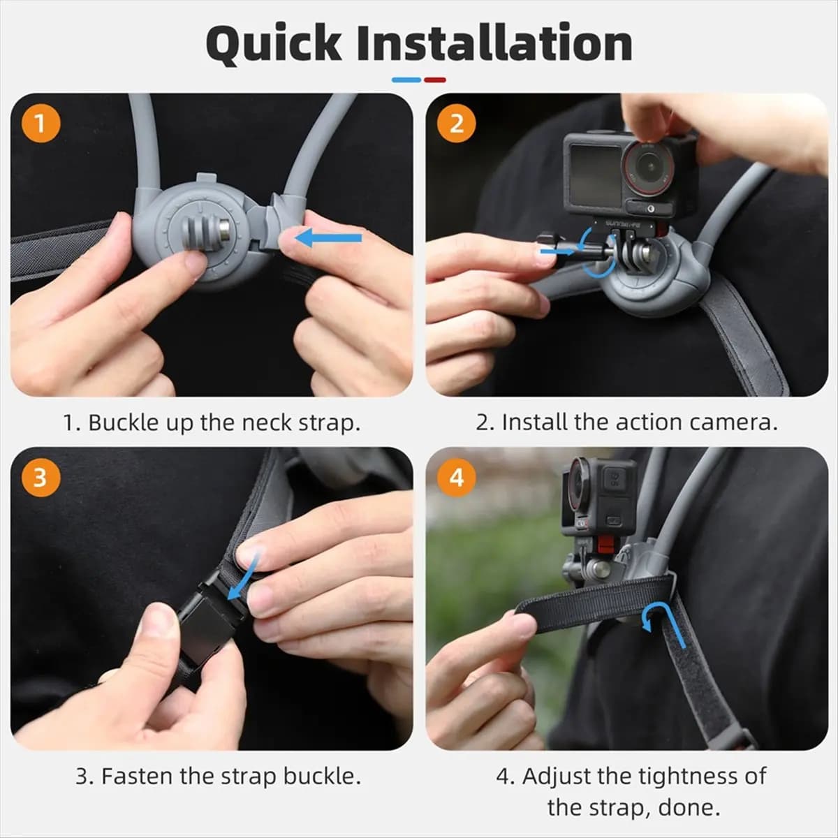 B21B Camera Neck Holder for Action5 Pro/GoPro13/ POV Quick Release Neck Mount Hold Action Camera Accessories