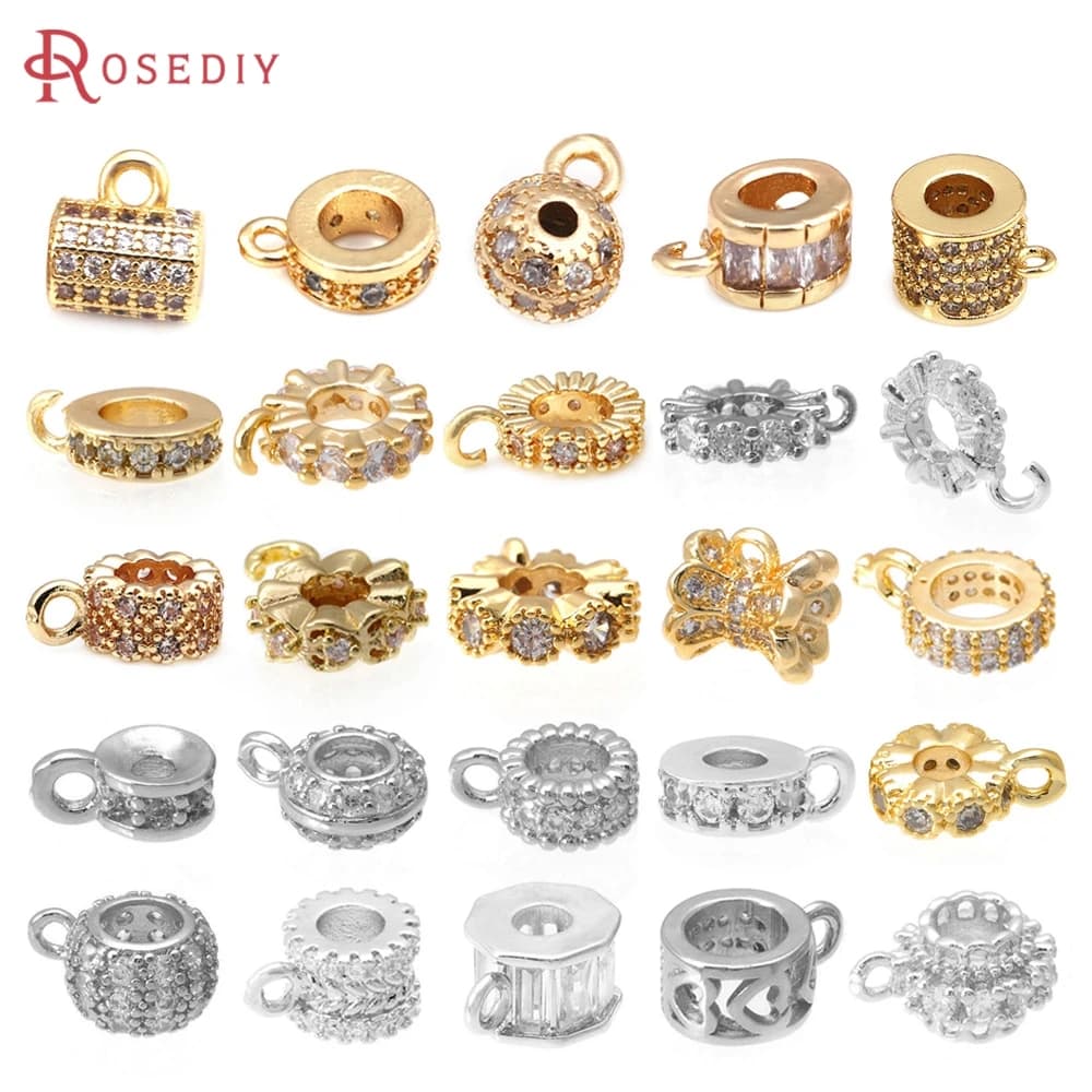 18K Gold Color Brass and Zircon Bracelets Beads Charms Pendants Connector High Quality Jewelry Making Necklace Diy Accessories