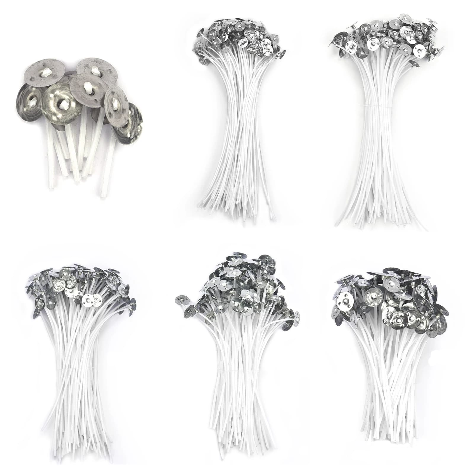 100 pieces of smoke-free candle clips 2.6-20cm pre-coated cotton core studs with metal support tabs tools for the production of handmade candles DIY