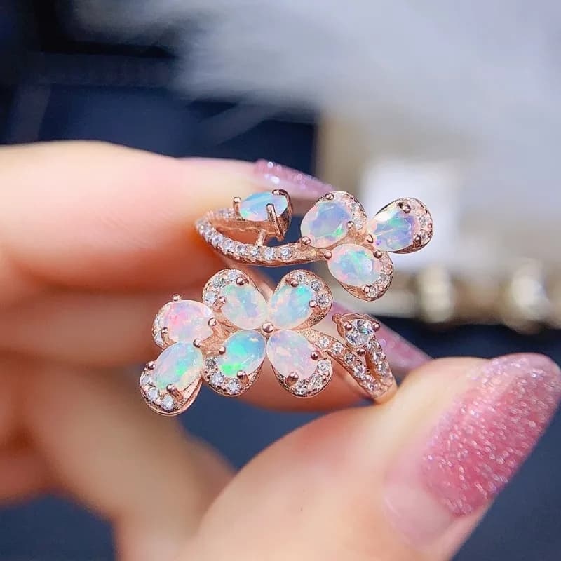 Brilliant opal ring for holidays 3 mm natural opal silver ring * 4 mm silver jewelry rings 925 for woman
