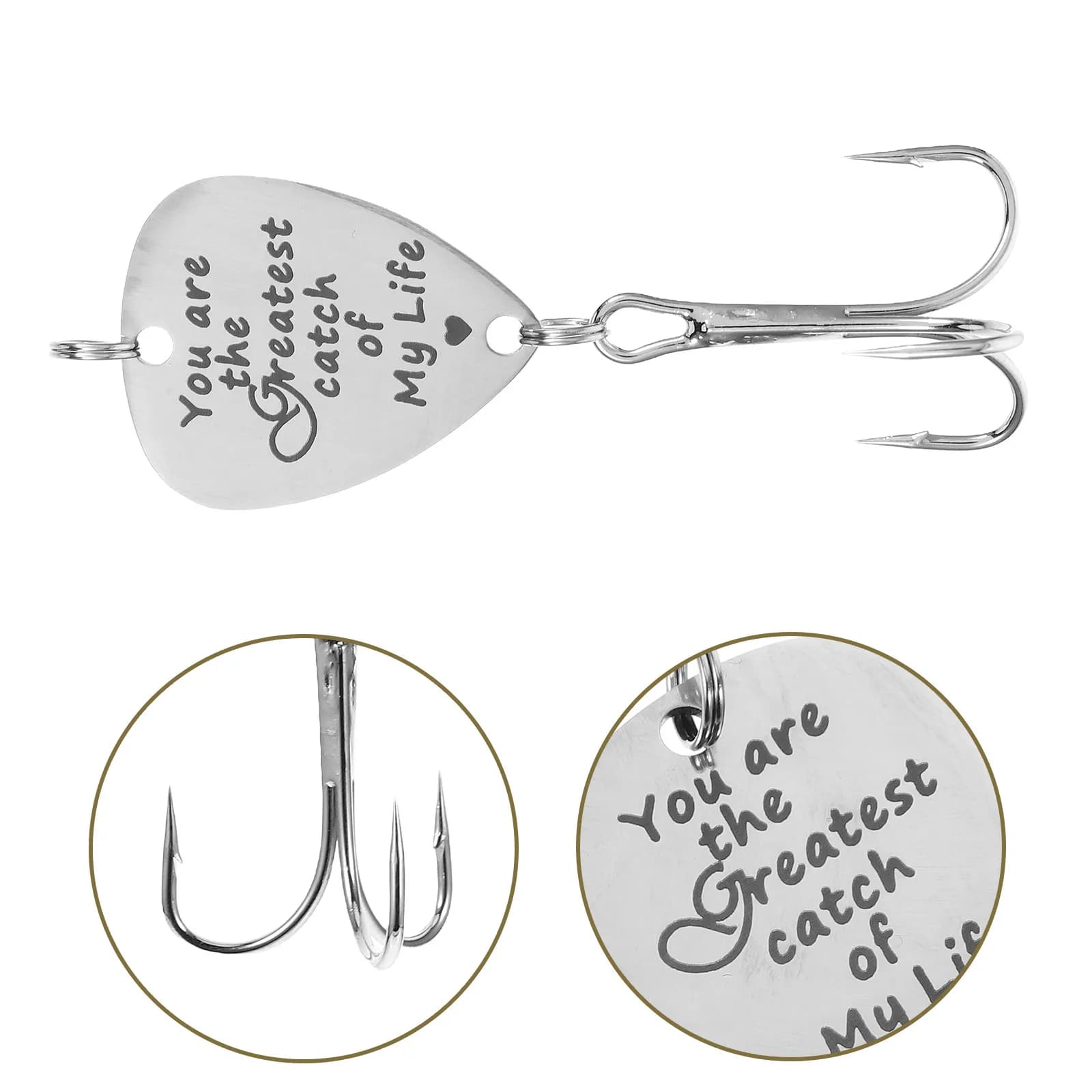 Amo da Pesca in Acciaio Inossidabile Resistente, a Forma di Plettrum per Chitarra, con Tripla Ancoretta per Esche, Attrezzatura da Pesca per Esterni - Tu Sei il Mio Grande Cattura