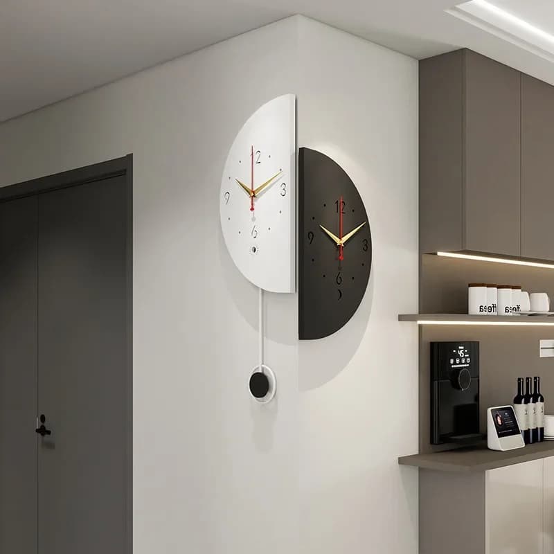 Orologi da Parete Bifacciali per Soggiorno con Pendolo Silenzioso, Design Moderno Nordico Semplice, Orologio da Parete per Camera da Letto, Decorazione Unica per la Casa