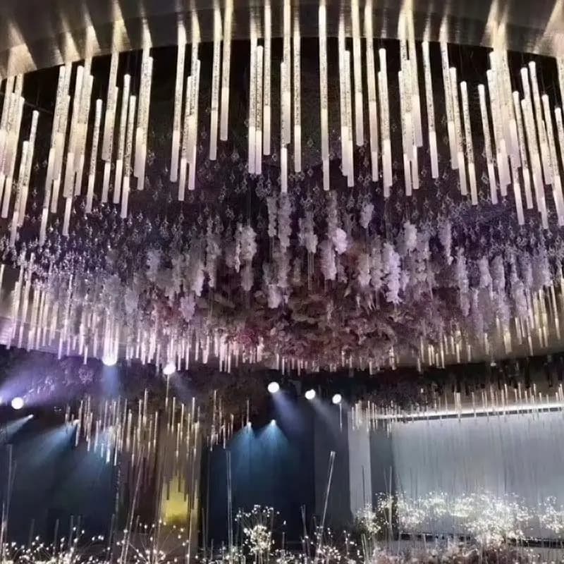 Hanging lamp with transparent 10 heads ceiling light acrylic door for polished wedding for hotel room furniture for party events