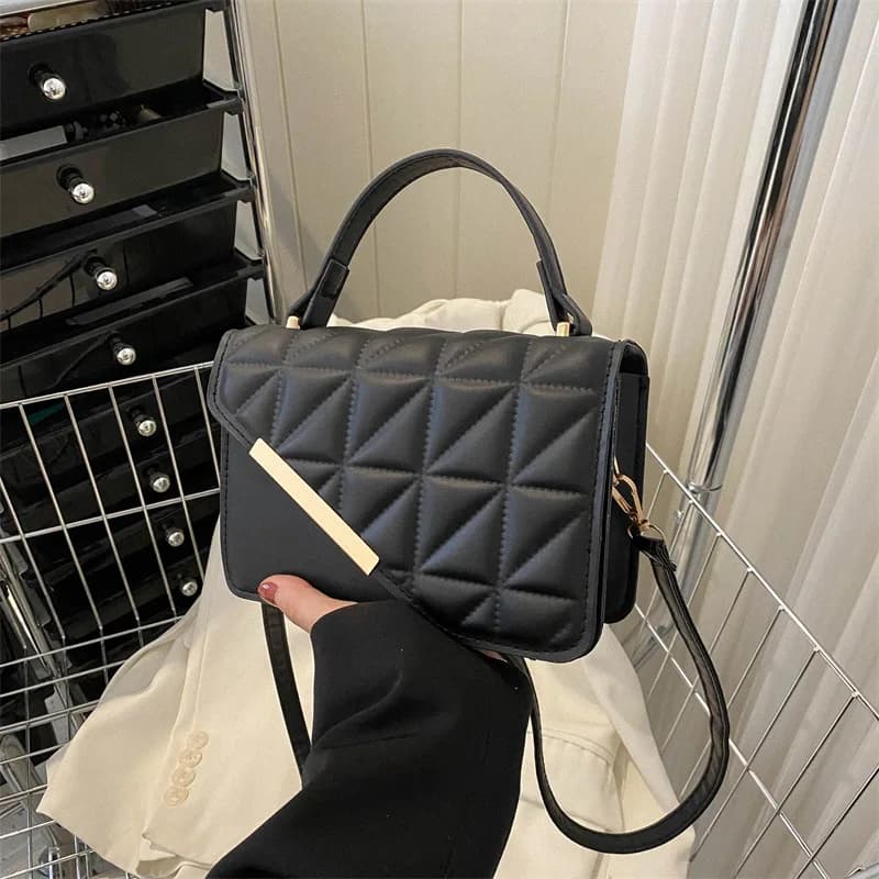 Borsa tote quadrata piccola con filo da ricamo con griglia a diamante da donna, borsa a tracolla singola da donna, borsa popolare con texture