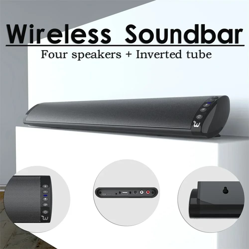 Soundbar TV Home Theater con Subwoofer, Altoparlanti Bluetooth 5.0 Wireless, Audio Surround 3D Stereo con Telecomando, Ingressi Ottico, RCA e AUX