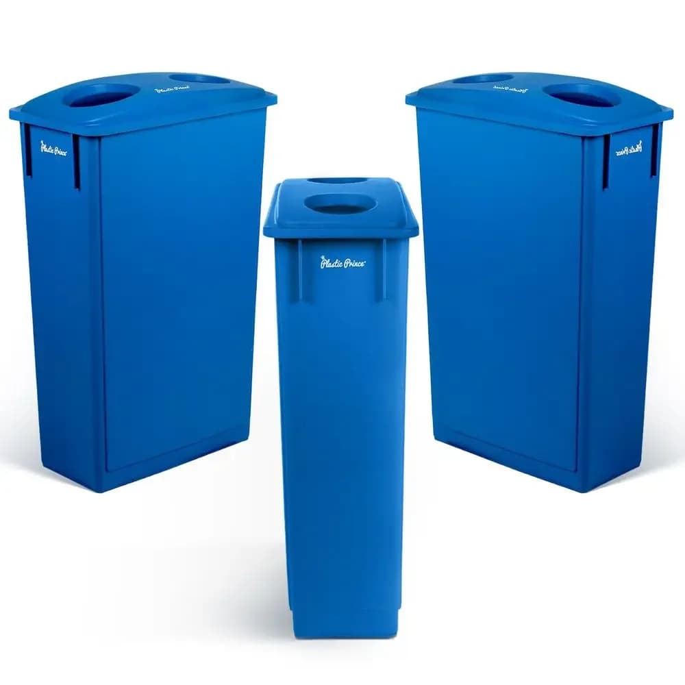 Set di 3 Pattumiere Blu Sottili da 23 Galloni con Doppio Coperchio per Riciclaggio, per Uso Domestico e Ufficio