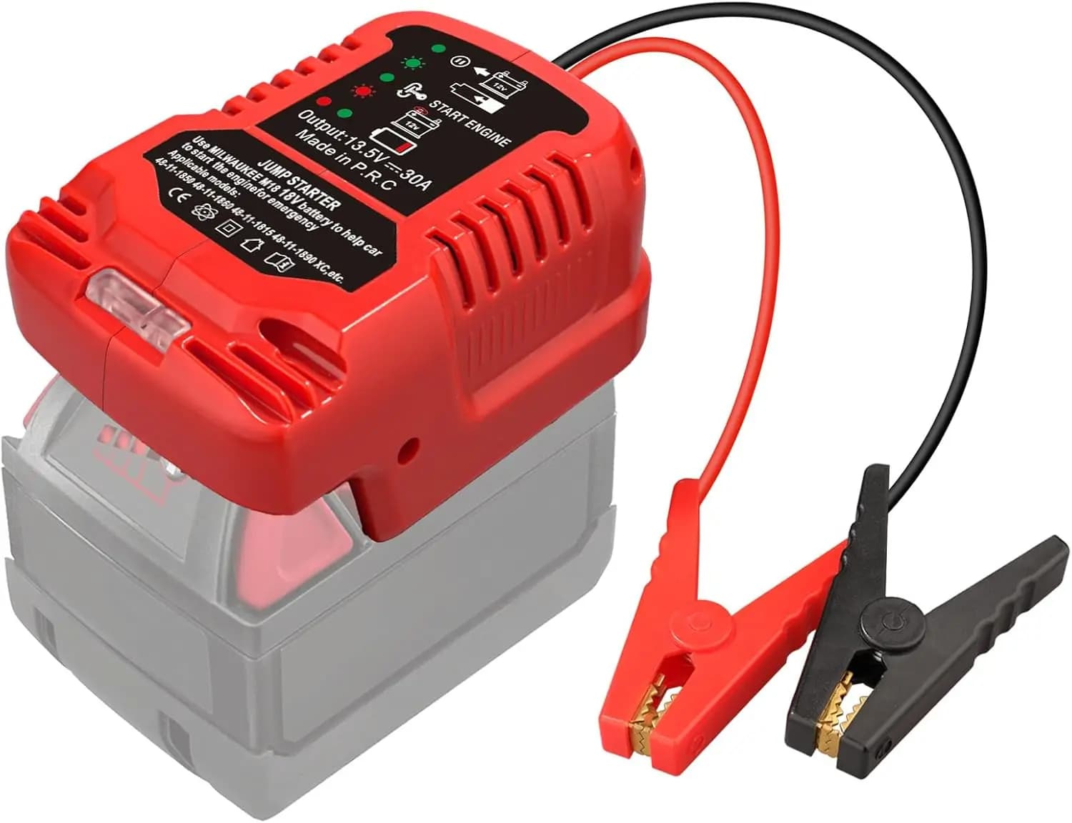 Avviatore di emergenza Milwaukee M18 da 18 V, cavi booster calibro 11, resistenti per motori fino a 3,5 litri