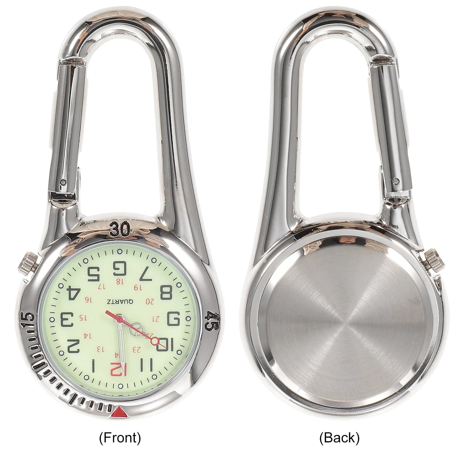 Orologio con quadrante fluorescente, fibbia per zaino, clip da cintura, luminescente al buio, per campeggio, escursionismo, infermieri, resistente
