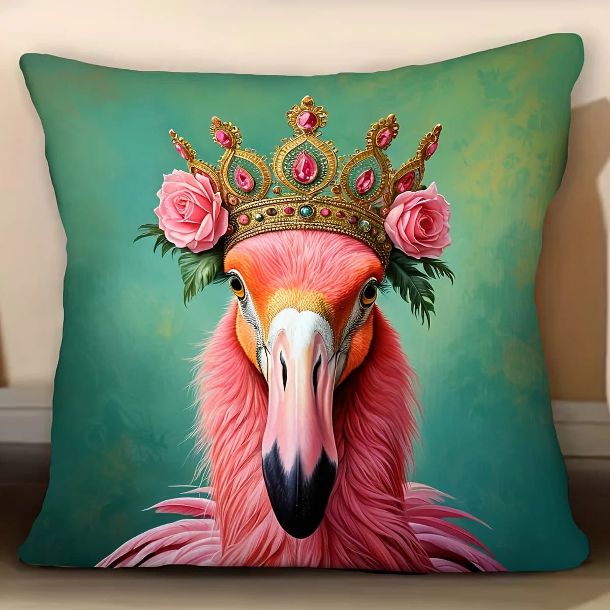 1 fodera per cuscino stampata a tema Flamingo Queen, adatta per divano, camera da letto, soggiorno, un regalo unico per gli amanti degli animali