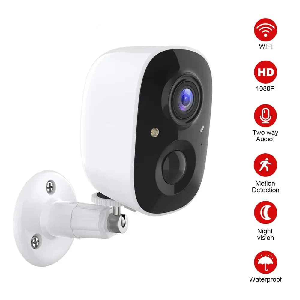 Telecamera IP WIFI da 4MP Batteria ricaricabile Sicurezza esterna 1080P HD CCTV Video sorveglianza PIR Rilevazione umana Baby Monitor