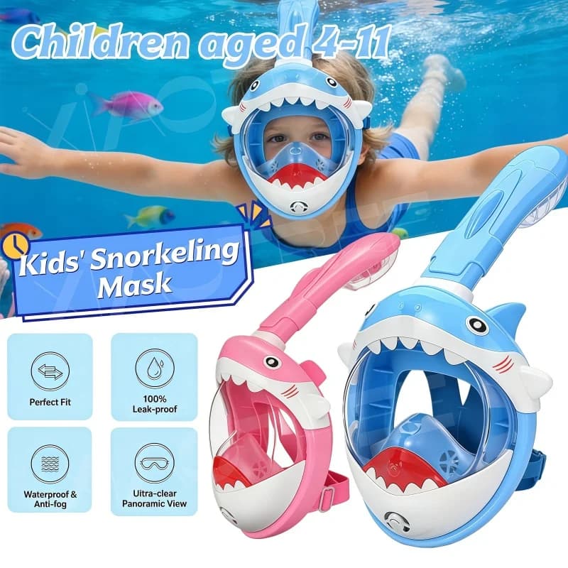 XIAOTREE Integral Children's Scuba Mask with Cartoon Drawings, Water Scuba Diving Set for Boys and Girls with Breathing Tube