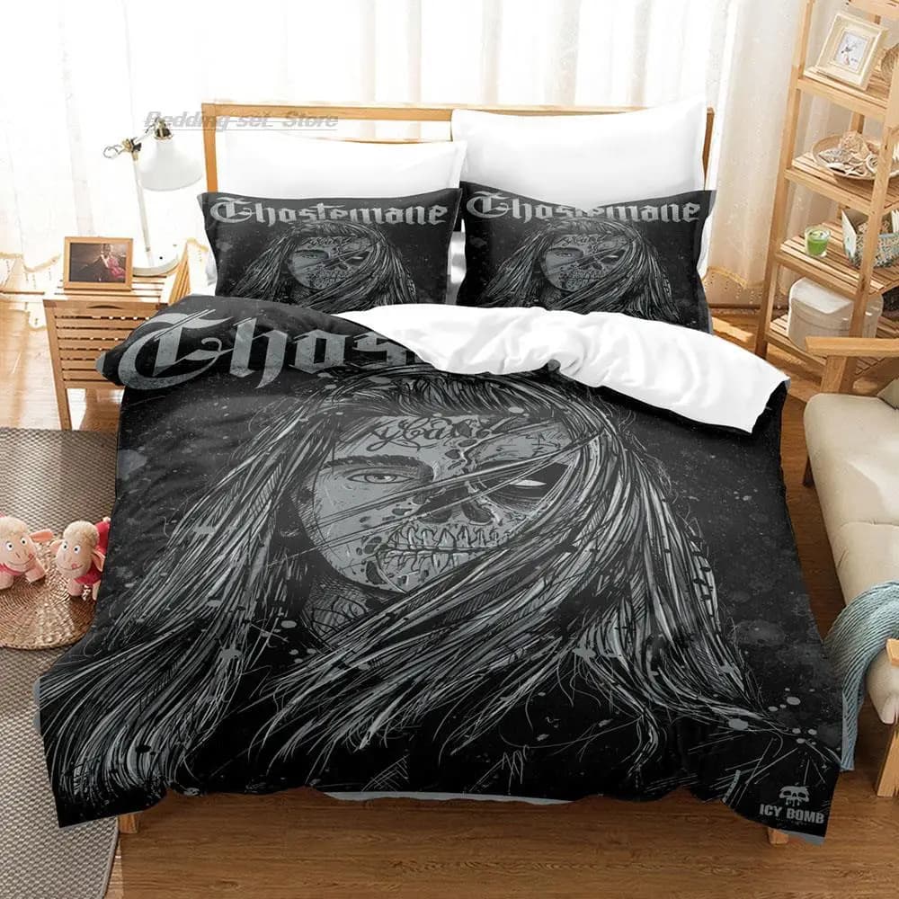 Set biancheria da letto Ghostemane Set letto singolo doppio completo Queen King Size Set copripiumino per camera da letto per bambini adulti Stampa 3D Cool Hip Hop