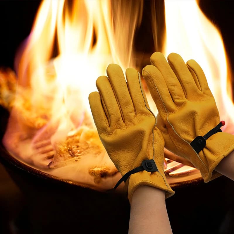 Attrezzi da esterno versatili – 1 paio di guanti in pelle di vacchetta gialla, morbidi e sensibili, protezione termica, protezioni per le dita, guanti per la casa