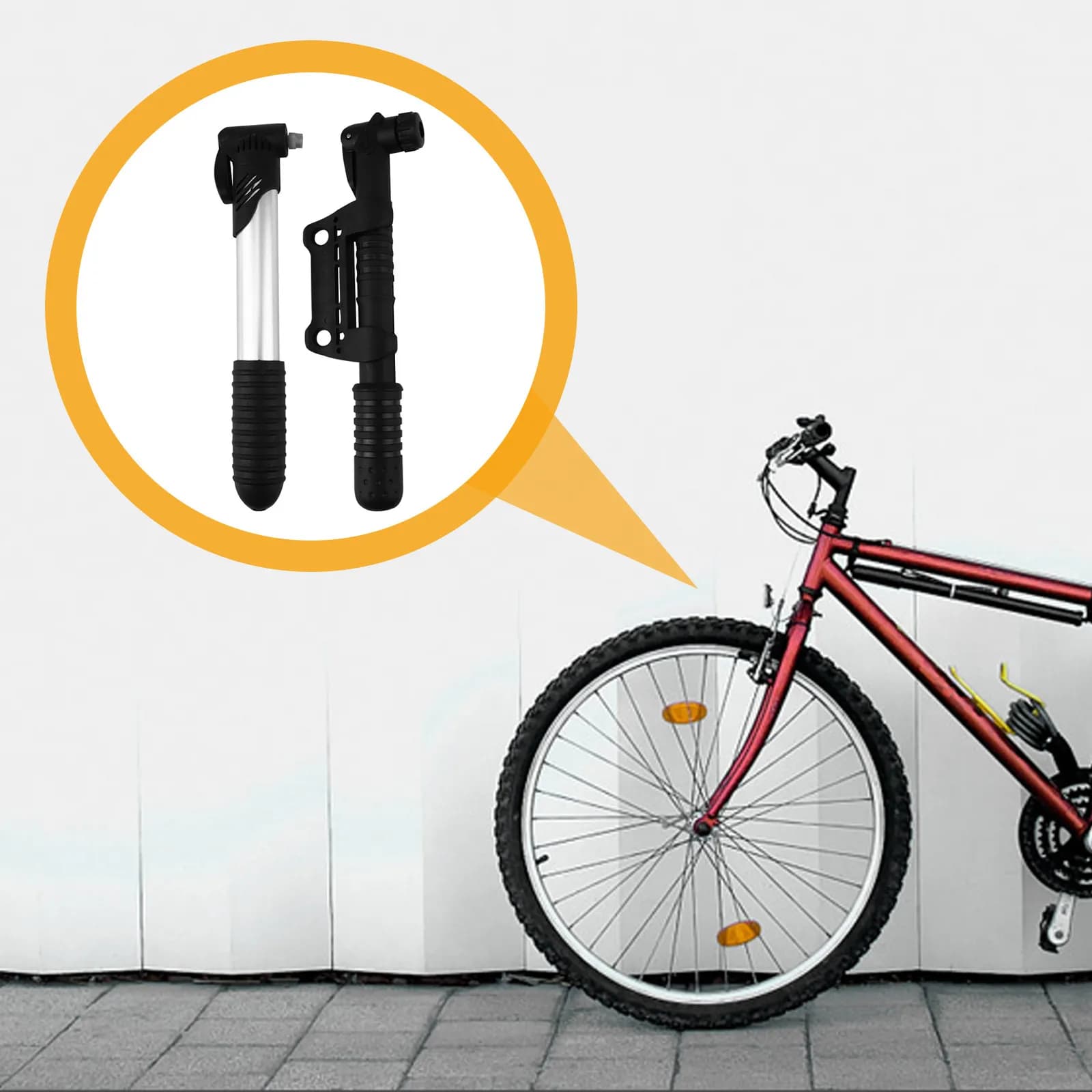 Pompa per Bicicletta Portatile 2 Pezzi, Gonfiatore Pneumatici ad Alta Pressione, Gonfiaggio Rapido, Accessori Compatti per Bici da Strada e Mountain Bike