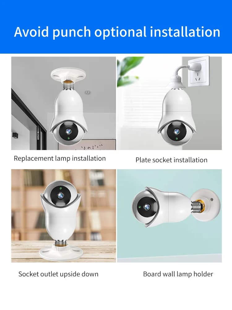 Telecamera IP Dome Wireless PTZ 390Eyes APP 2MP 1080P 5G con Attacco E27, Rilevamento Umanoide AI, Sicurezza Domestica, Monitoraggio Bambini