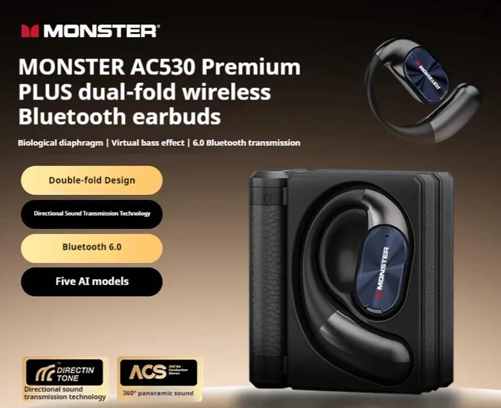 MONSTER AC530 Bluetooth Wireless headphones with Noise Cancellation, Bio-Fiber Dynamic Driver, Foldable, Gift