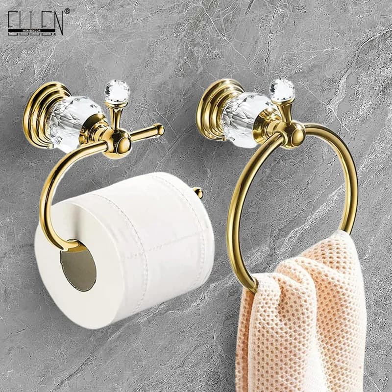 Set da bagno da bagno in 2 pezzi, apparecchio hardware da bagno a parete (porta asciugamani, porta asciugamani di carta igienica), lega di zinco